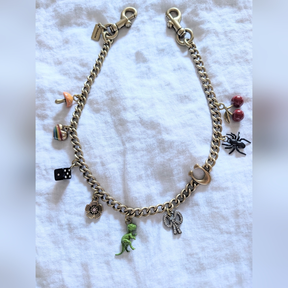 Coach Gold Charm Strap With Multicolor Accents